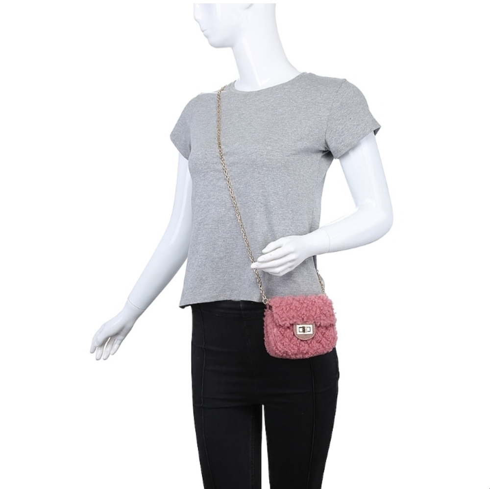 #URBAN EXPRESSIONS #Amie Sherpa Mini Crossbody in DARK TURQUOISE - Picture 4 of 16